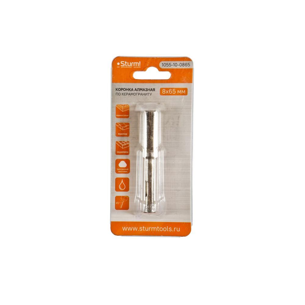 Алмазная коронка для мокрого сверления Sturm 8 мм 1055-10-06651055-10-0865 - изображение 2