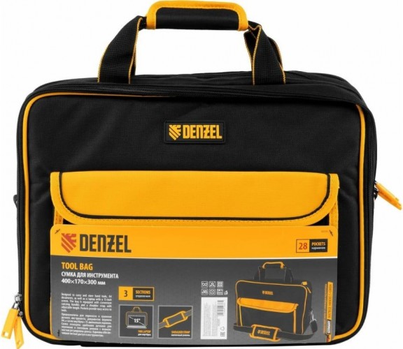 Сумка для инструмента Denzel 90 295 400х170х300 мм, 3 отделения, 28 карманов, наплечны 90295 - изображение 4