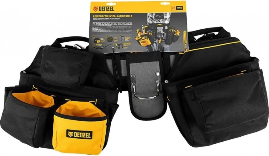 Сумка поясная Denzel 90290 усиленный, с лямками, держатель для молотка - изображение 2