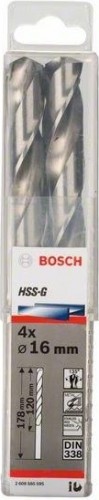 Сверла по металлу BOSCH HSG  шлифованное 16.0 х 120/178 мм Ecoline (уп.4шт.) 2608585595