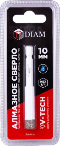 Сверло алмазное DIAM 10x35x1/4 HEX-E Extra Line V-TECH (в спекание) 320327 - изображение 4