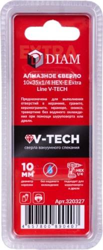 Сверло алмазное DIAM 10x35x1/4 HEX-E Extra Line V-TECH (в спекание) 320327 - изображение 5
