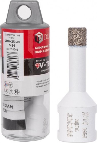 Сверло алмазное DIAM 10x35xМ14 Extra Line V-TECH 320266 - изображение 2