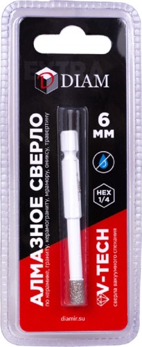 Сверло алмазное DIAM 6x35x1/4 HEX-E Extra Line V-TECH (в спекание) 320325 - изображение 4