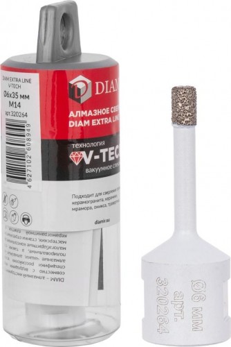 Сверло алмазное DIAM 6x35xМ14 Extra Line V-TECH 320264 - изображение 2