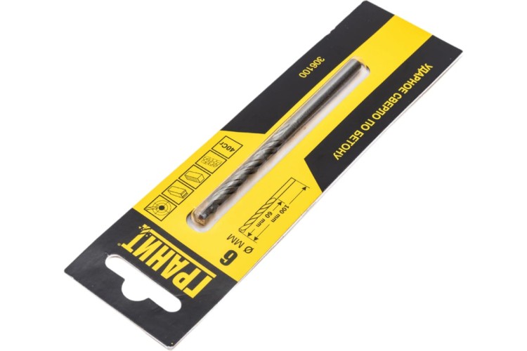 Сверло по бетону ГРАНИТ 6х100/60мм ударное 306100 - изображение 3