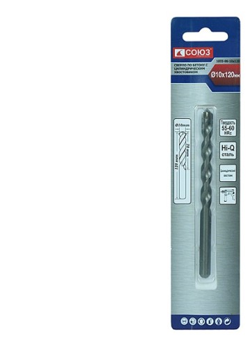 Сверло по бетону СОЮЗ 10x120 мм с цилиндрическим хвостовиком 1055-06-10x120