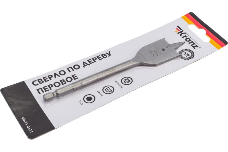 Сверло по дереву Kranz 28х152 мм шестигр. хвост. KR-91-0671 - изображение 2