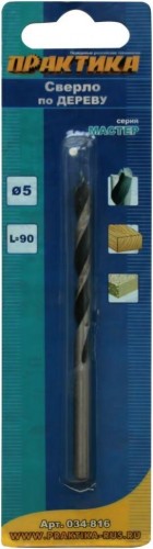 Сверло по дереву ПРАКТИКА 5х90 мм серия мастер 034-816
