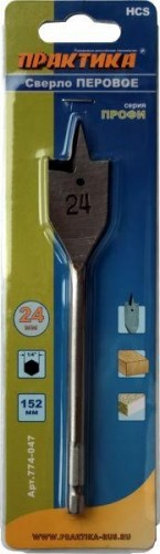 Сверло по дереву ПРАКТИКА перовое 24х152 мм 774-047