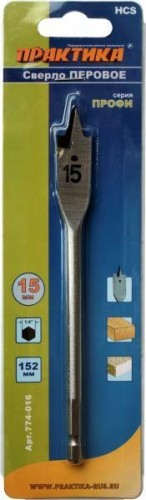 Сверло по дереву ПРАКТИКА перовое 15х152 мм 774-016