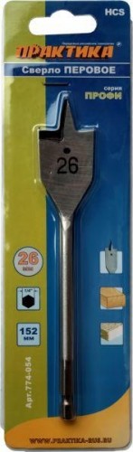 Сверло по дереву ПРАКТИКА перовое 26х152 мм 774-054