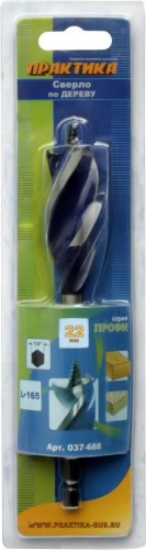Сверло по дереву ПРАКТИКА винтовое 22х165 мм 037-688 037-688