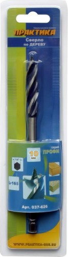 Сверло по дереву ПРАКТИКА винтовое 10х165 мм 037-626 037-626