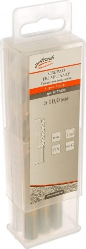 Сверло по металлу АТАКА 10х87х133 Профи 10мм титан 6шт бокс 8077430 - изображение 2