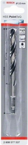 Сверло по металлу BOSCH 10,0 х 87/133 мм, HSS PointTeQ с шестигранным хвостовиком 2608577537