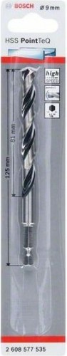 Сверло по металлу BOSCH 9,0 х 75/117 мм, HSS PointTeQ с шестигранным хвостовиком 2608577535
