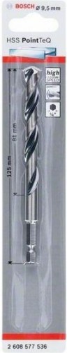 Сверло по металлу BOSCH 9,5 х 81/125 мм, HSS PointTeQ с шестигранным хвостовиком 2608577536