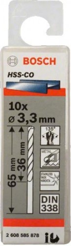 Сверло по металлу BOSCH HSS-CO 3.3 мм 10шт 2608585878 - изображение 2