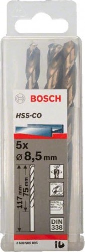 Сверло по металлу BOSCH HSS-CO 8.5 мм 5шт 2608585895 - изображение 2