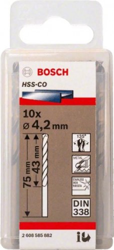 Сверло по металлу BOSCH HSS-CO 4.2 мм 10шт 2608585882 - изображение 2
