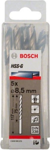Сверло по металлу BOSCH HSS-G 8.5 мм 5шт 2608595073 - изображение 2