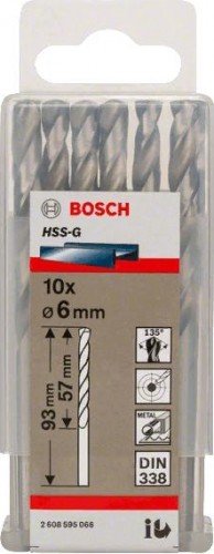 Сверло по металлу BOSCH HSS-G 6 мм 10шт 2608595066 - изображение 2