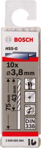 Сверло по металлу BOSCH HSS-G 3.8 мм 10шт 2608585484 - изображение 2