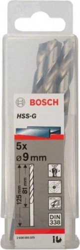 Сверло по металлу BOSCH HSS-G 9 мм 5шт 2608595075 - изображение 2