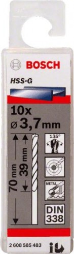 Сверло по металлу BOSCH HSS-G 3.7 мм 10шт 2608585483 - изображение 2