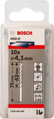 Сверло по металлу BOSCH HSS-G 4.1 мм 10шт 2608585486 - изображение 2