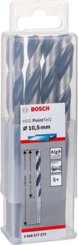Сверло по металлу BOSCH HSS PointTeQ 10.5 мм 5шт 2608577273 - изображение 2