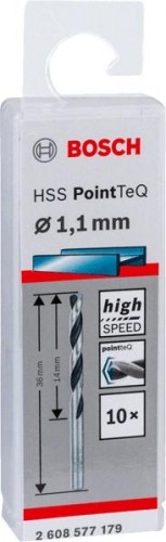 Сверло по металлу BOSCH HSS PointTeQ 1.1 мм 10шт 2608577179 - изображение 2