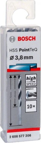 Сверло по металлу BOSCH HSS PointTeQ 3.8 мм 10шт 2608577206 - изображение 2