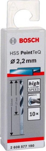 Сверло по металлу BOSCH HSS PointTeQ 2.2 мм 10шт 2608577190 - изображение 2