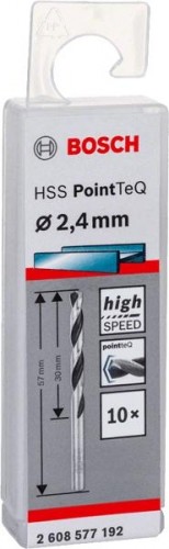 Сверло по металлу BOSCH HSS PointTeQ 2.4 мм 10шт 2608577192 - изображение 2