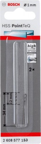 Сверло по металлу BOSCH HSS PointTeQ 1 мм 2шт 2608577153 - изображение 2