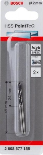 Сверло по металлу BOSCH HSS PointTeQ 2 мм 2шт 2608577155 - изображение 2