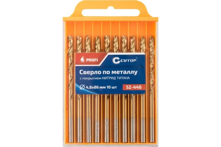 Сверло по металлу Cutop Profi 4,8х86 мм с титановым покрытием, 10 шт 52-446 - изображение 2