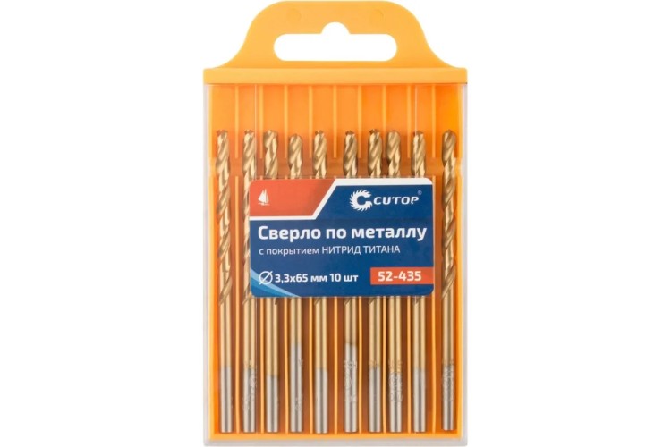 Сверло по металлу Cutop Profi 3,3х65 мм с титановым покрытием, 10 шт 52-435 - изображение 2