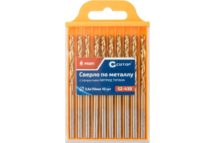 Сверло по металлу Cutop Profi 3,6х70 мм с титановым покрытием, 10 шт 52-438 - изображение 2