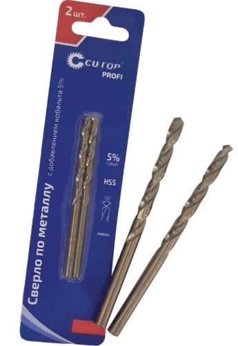 Сверло по металлу Cutop Profi 3,3x65 мм с кобальтом 5%, 2 шт. 48-365