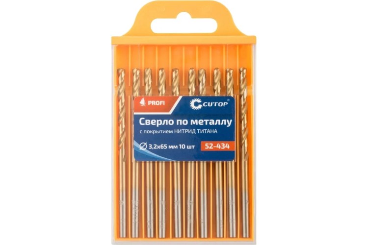 Сверло по металлу Cutop Profi 3,2х65 мм с титановым покрытием, 10 шт 52-434 - изображение 2