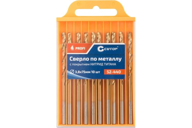 Сверло по металлу Cutop Profi 3,8х75 мм с титановым покрытием, 10 шт 52-440 - изображение 2