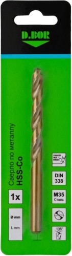 Сверло по металлу D.BOR HSS-Co 4.1х43/75 мм кобальтовое DIN 338 cobalt 5%, D-TD-338-CO5-041-01 - изображение 2