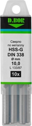 Сверло по металлу D.BOR HSS-G 10.0х87/133 мм шлифованное din 338 (арт. td-338-hss-100-10) (10 шт.) D-TD-338-HSS-100-10 - изображение 2