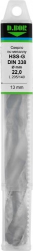 Сверло по металлу D.BOR HSS-G 25.0х140/205 мм шлифованное с хв. 13 мм DIN  338 D-TD-338-HSS-250-01 - изображение 2