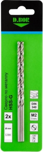 Сверло по металлу D.BOR HSS-G 4.0х78/119 мм удлиненное DIN 340 шлифованное, (2 шт.) D-TD-340-HSS-040-02 - изображение 2