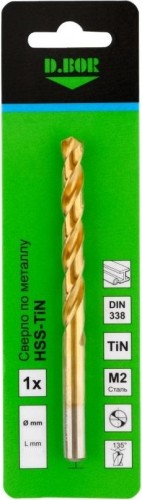 Сверло по металлу D.BOR HSS-TiN 4.5х47/80 мм нитрид титановое DIN 338 D-TD-338-TIN-045-01 - изображение 2