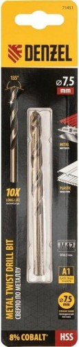 Сверло по металлу Denzel HSS Co-8% 7,5 мм, 71451 - изображение 4